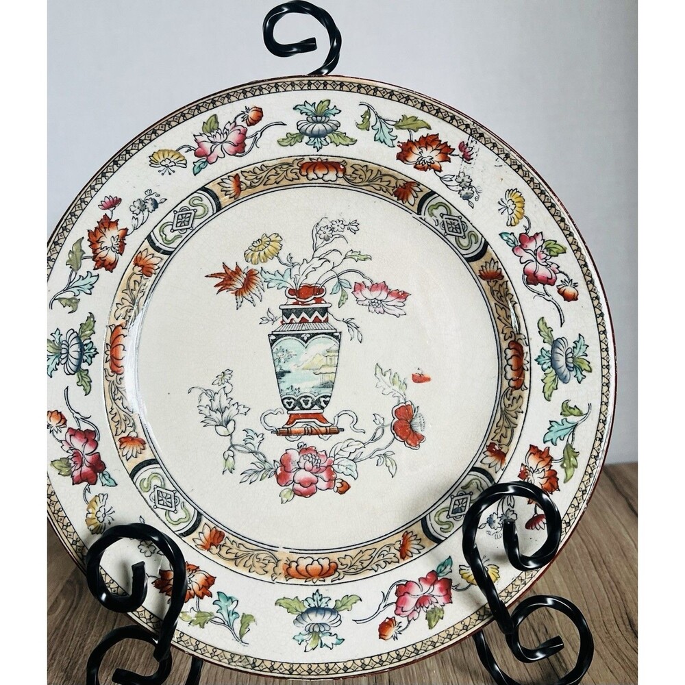 Antique William Brownfield Bread Plate Imari Ironstone Plate “Avon” Transfer
